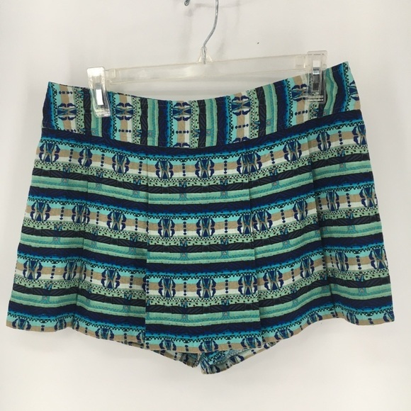 Forever 21 Patterned Blue Green Pleated Skort Sz M - Picture 1 of 11
